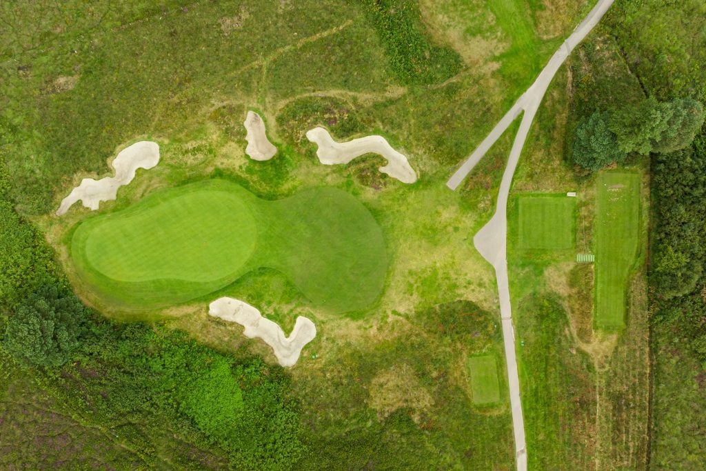 Top down aerial view of golf course