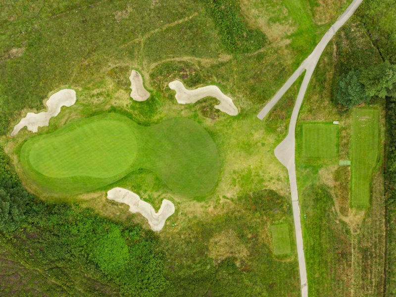 Top down aerial view of golf course