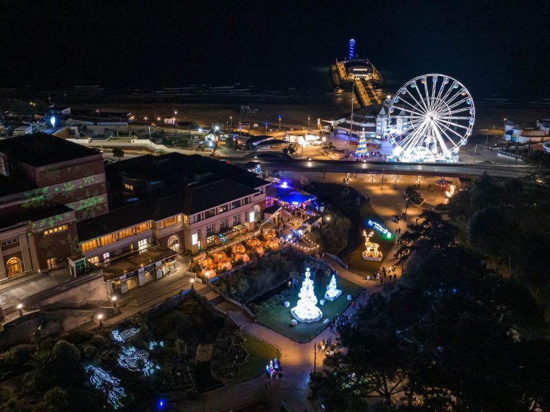 Festive lights and seaside carousel