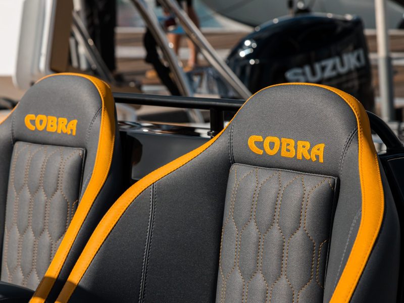 Seats of boat with custom branding